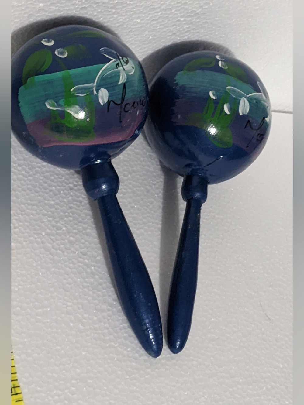 Hand-Painted Blue & Green Original Mexican Maracas
